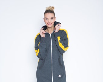 Adult overall, grey striped unisex overall, hooded pyjamas, women jumpsuits, adult jumpsuits, adult overall, plus size overall