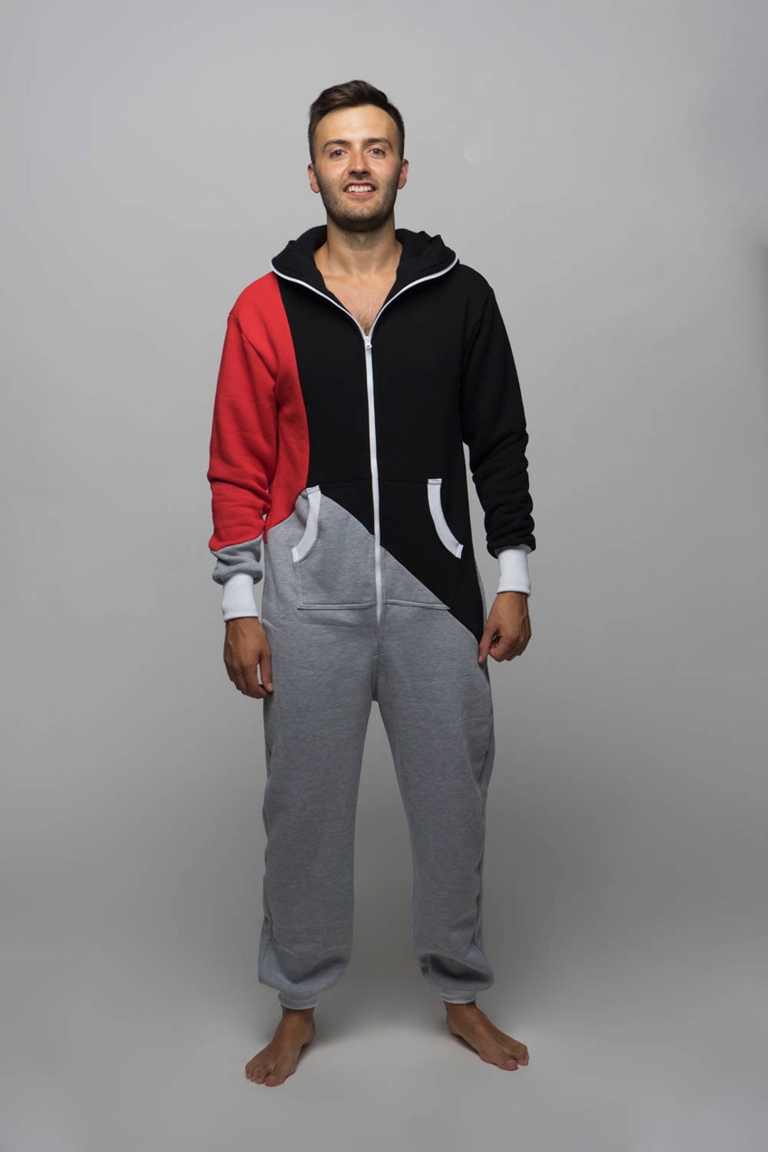 Tuta da adulto in cotone tricolore: tuta con cappuccio Italia