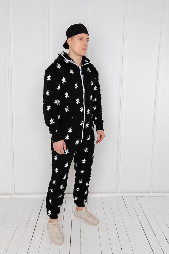 Buy Adult Jumpsuite Black Unisex Adult Jumsuite Hooded Pyjamas