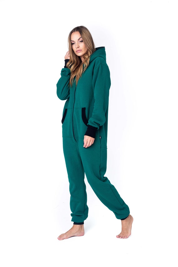 Sofa Killer Dark Green Unisex Adult Overall Hooded Pyjamas baggy Cotton Jumpsuit Comfy Clothing Festival Overall with a Zipper in the Back Etsy Canada