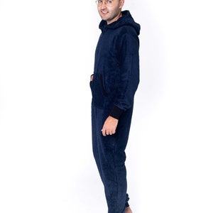 Adult overall, dark blue frottee unisex adult overall, hooded pyjamas, adult overall, festival clothing, surfer onepiece, beach men pajamas image 3