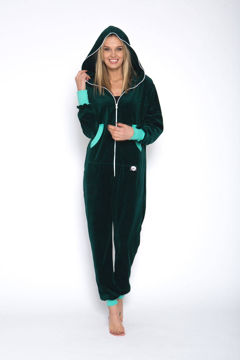 Adult Onesie Emerald Green Velours Unisex Adult Onesie Etsy Canada