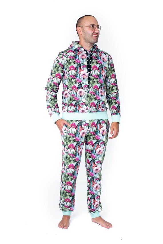 Blumen Kaktus Lounge Set: Herren Bunter Baumwoll Trainingsanzug - Etsy.de