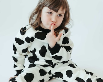 Cow Print Kids Sweatshirt: Trendy Cotton Pullover