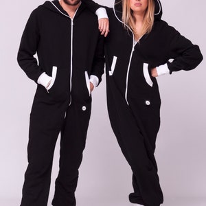 Adult overall, black unisex adult jumpsuite, hooded pyjamas, adult jumpsuits, adult overall, festival clothing, onepiece Jumpsuit with hood image 7