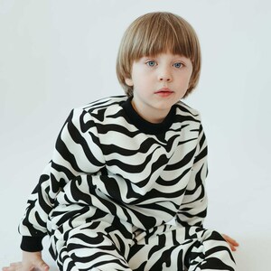 Animal print kids sweatshirt, kids round neck sweatshirt with long sleeves, trendy kids cotton pullover , kids colorful pullover ZEBRA image 2