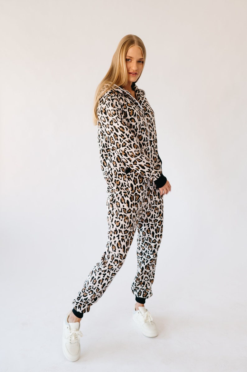 Adult Overall Pajamas Full Length Lounger with Zipper, Womens Overall, hooded embroidery, plus size Overall, unisex jumpsuit GEPARD image 1