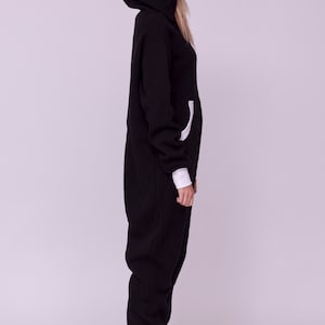 Adult overall, black unisex adult jumpsuite, hooded pyjamas, adult jumpsuits, adult overall, festival clothing, onepiece Jumpsuit with hood image 5