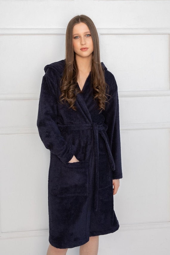 Bambus Terry Robe in Dunkelblau: Bio-Kimono-Bademantel fr Damen - Etsy  sterreich