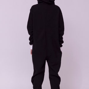 Adult overall, black unisex adult jumpsuite, hooded pyjamas, adult jumpsuits, adult overall, festival clothing, onepiece Jumpsuit with hood image 6