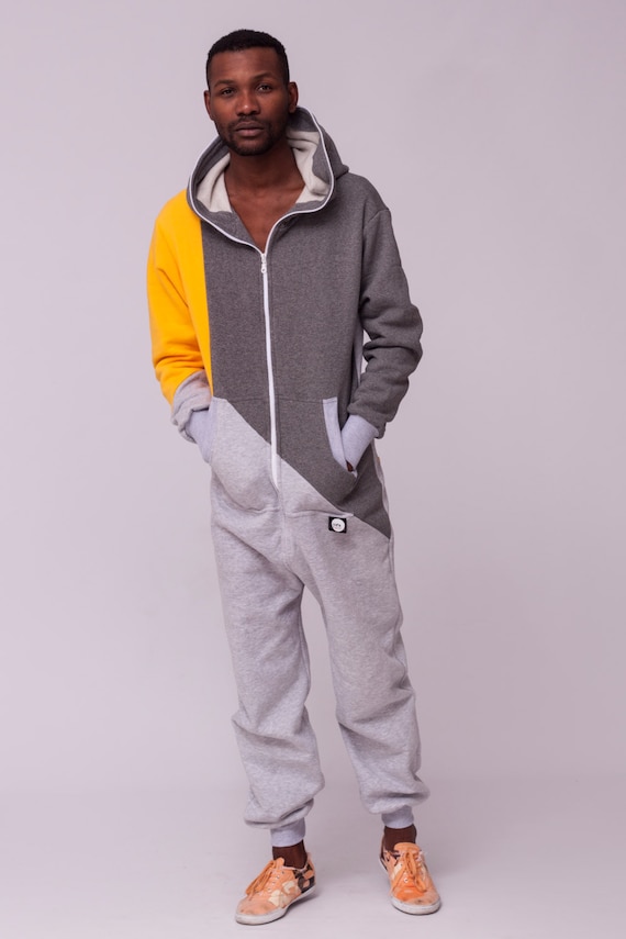 Adult Overall Pajamas Full Length Lounger With Zipper Mens 