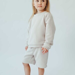 Kids shorts, kids basic shorts, trendy kids unisex shorts , kids ecru color shorts WHITE SAND image 4