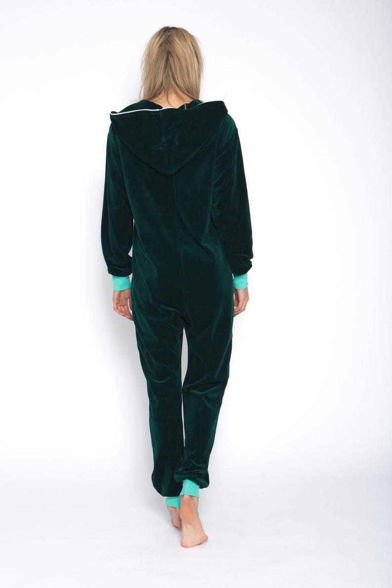 Adult Onesie Emerald Green Velours Unisex Adult Onesie Etsy