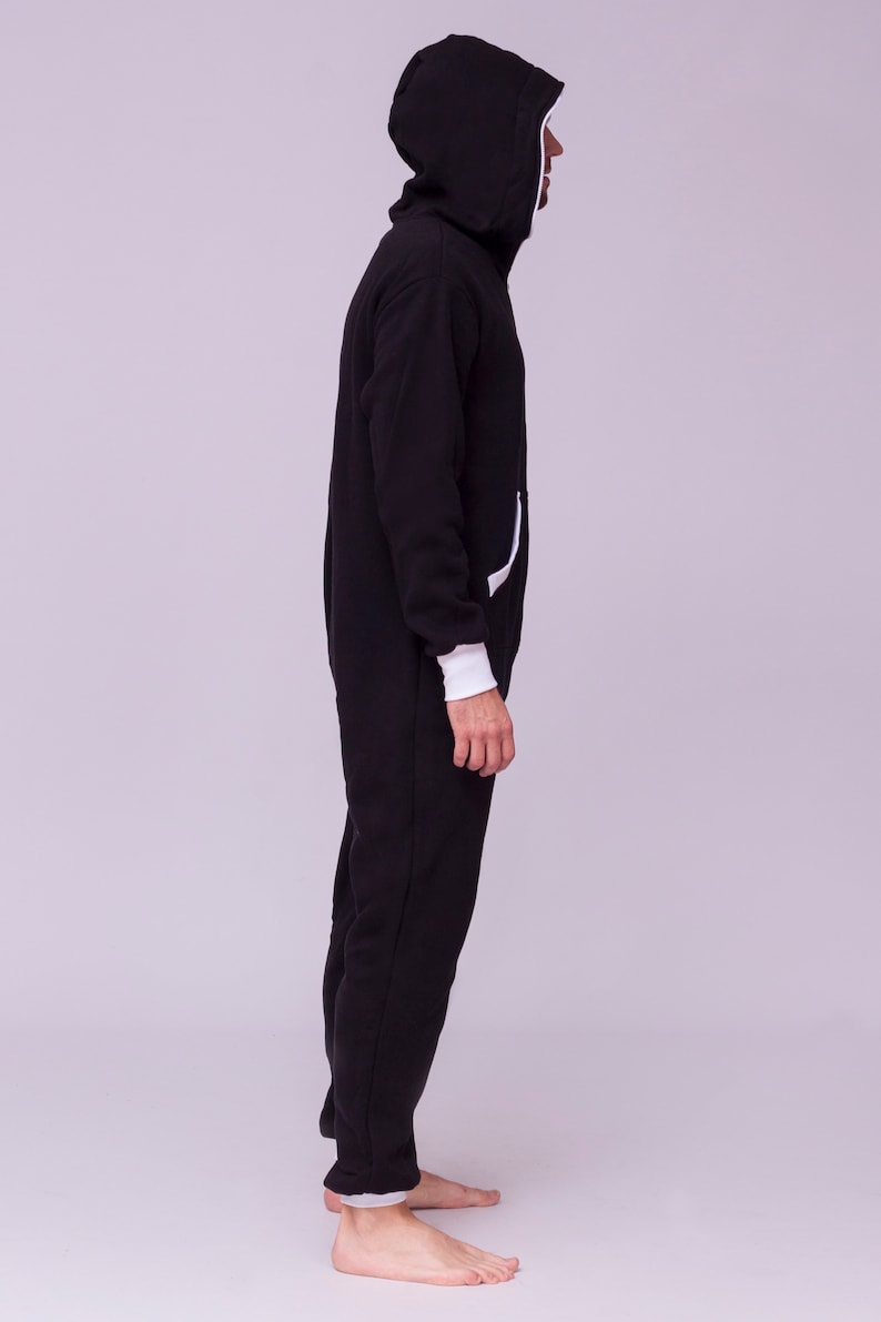 Adult overall, black unisex adult jumpsuite, hooded pyjamas, adult jumpsuits, adult overall, festival clothing, onepiece Jumpsuit with hood image 9