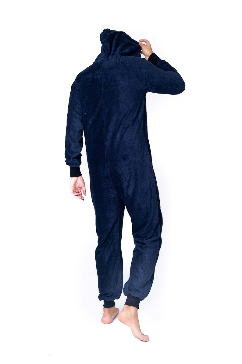 Adult overall, dark blue frottee unisex adult overall, hooded pyjamas, adult overall, festival clothing, surfer onepiece, beach men pajamas image 4