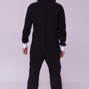 Adult overall, black unisex adult jumpsuite, hooded pyjamas, adult jumpsuits, adult overall, festival clothing, onepiece Jumpsuit with hood image 4