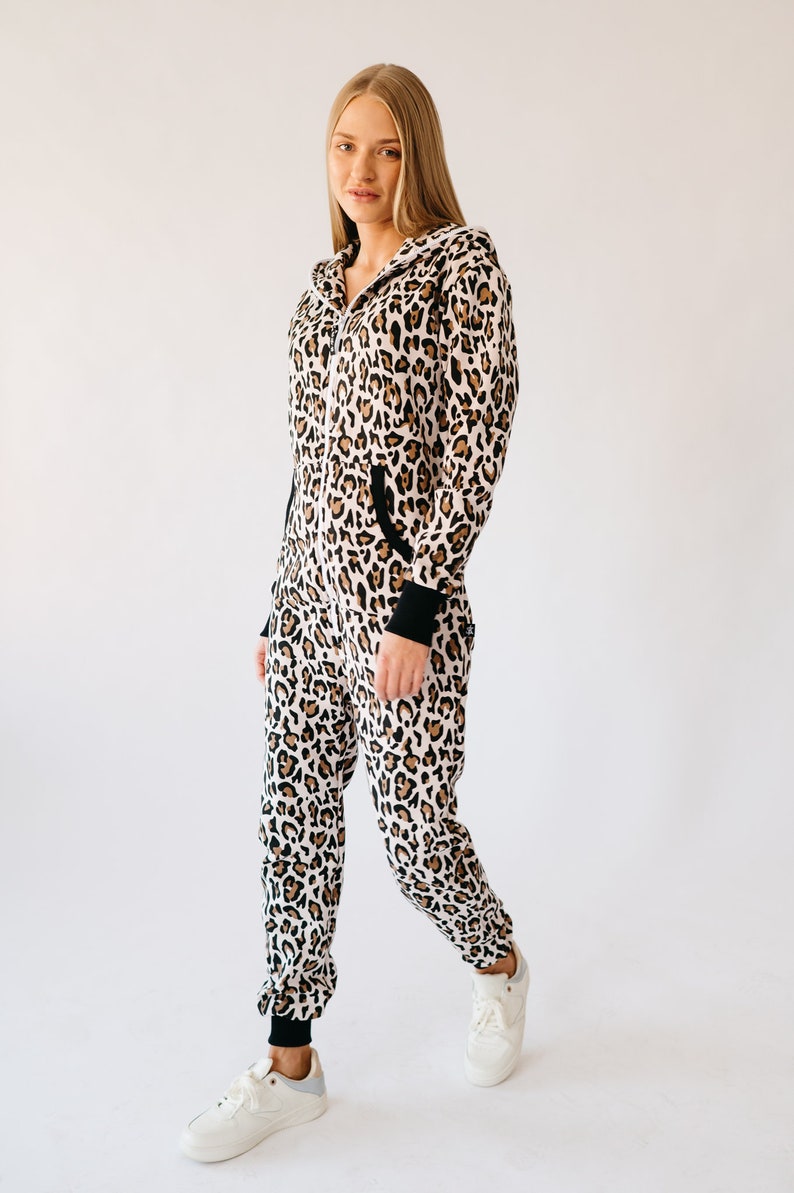 Adult Overall Pajamas Full Length Lounger with Zipper, Womens Overall, hooded embroidery, plus size Overall, unisex jumpsuit GEPARD image 2