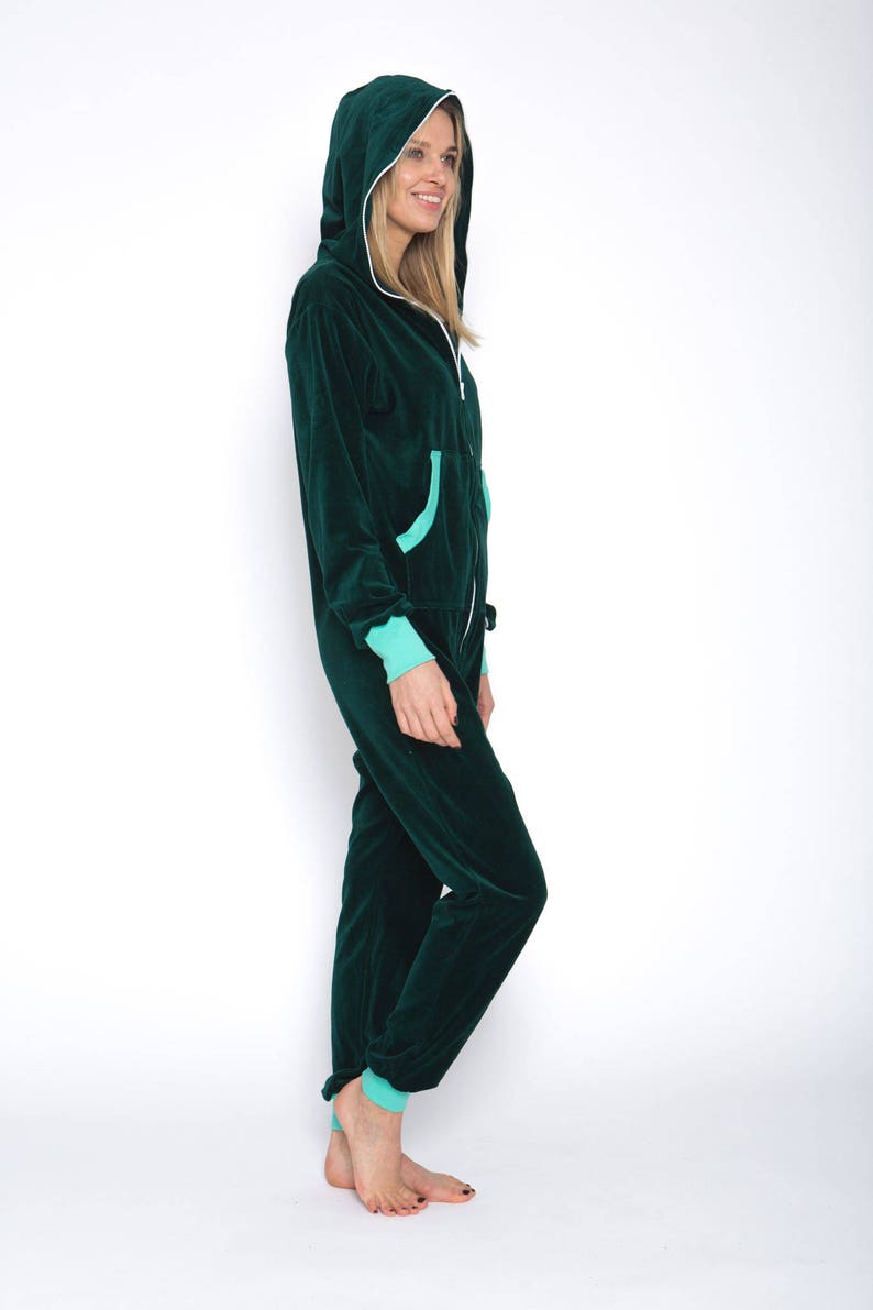 Adult Onesie Emerald Green Velours Unisex Adult Onesie Etsy Canada