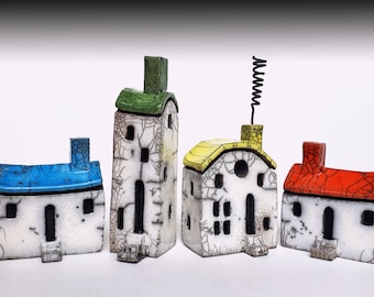 Small white Raku house with colour roof (price per house)