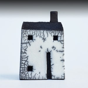 handmade ceramic Raku medium square house image 2