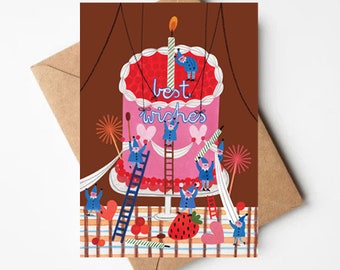 LITTLE HELPERS BIRTHDAY card  | birthday | celebration | greeting card | birthday card cake