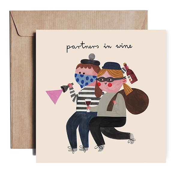 Partners in Wine, Friendship Birthday Greeting Card Partners in Wine, Friendship Birthday Greeting Card