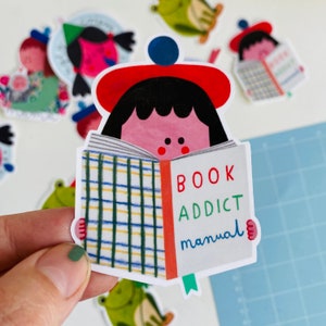 BOOK ADDICT sticker vinyl scrapbook funny notebook single stickers image 1