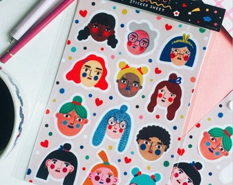GIRLS sticker sheet | vinyl | scrapbook | funny | colorful | notebook | single stickers | for girls |