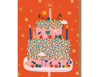 CELEBRATION CAKE golden foil card | love | couple | valentine's | celebration | heart | for her | for him | greeting card | cute