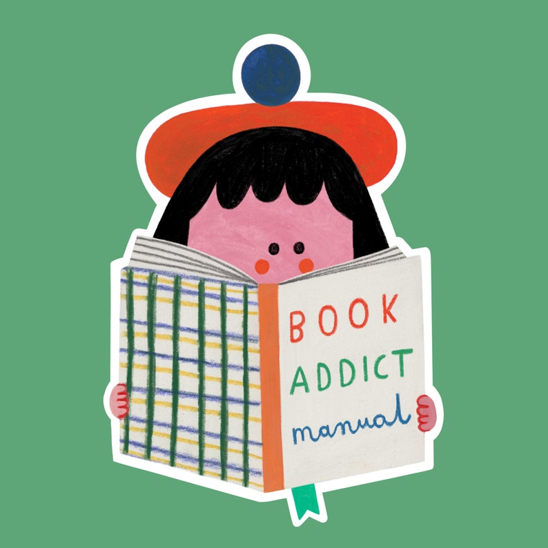 BOOK ADDICT sticker vinyl scrapbook funny notebook single stickers image 2