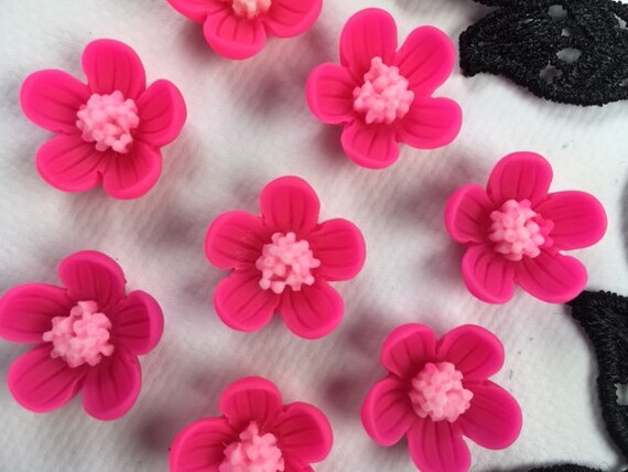 Hot Pink Flower Magnet Set Locker Magnet Cute Cubicle Decor Etsy