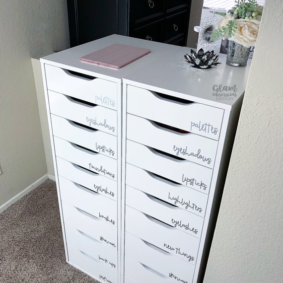 Makeup Drawer Labels Alex 9 Drawer Labels Alex 5 Drawer Etsy
