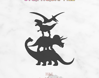 Dinosaur Silhouette svg, Stacked Dinosaur svg Bundle, Dinosaur Cut File, Jurassic png, Cricut svg, Dxf Download, Dino Design