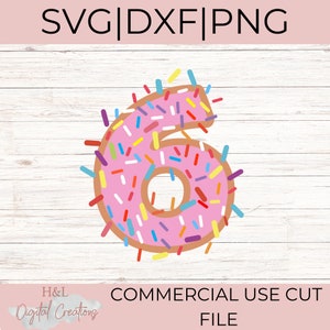 6e verjaardag svg, zesde verjaardag svg, donut, hagelslag, donut verjaardag svg, svg, png, dxf