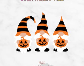 Halloweenowe krasnale svg, dyniowy krasnal svg, plik do cięcia na Halloween, straszny krasnal png, Cricut svg, pobieranie cyfrowe w formacie Dxf