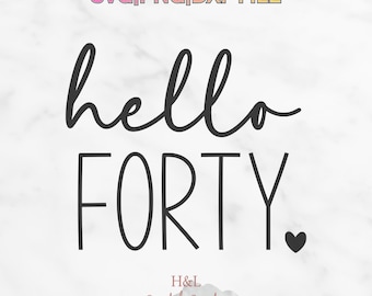 Hello Forty svg, 40th Birthday svg, Forty Birthday Shirt svg, Birthday Cut File, Cricut svg, Silhouette PNG DXF EPS