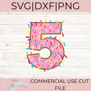 5. Geburtstag svg, fünfter Geburtstag svg, Donut, Streusel, Donut Geburtstag svg, svg, png, dxf