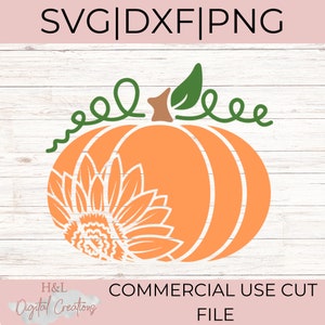 Sunflower pumpkin svg, Sunflower svg, Flower pumpkin svg, Autumn svg, Fall svg, Fall pumpkin png, Floral pumpkin svg, svg, png, dxf