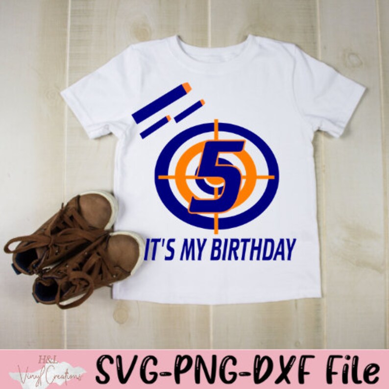 Download Dart gun 5th birthday boy SVG PNG DXF Silhouette Cameo and ...