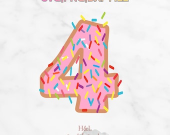 4th Birthday svg, Sprinkles Number 4 svg, Four Birthday Shirt Design, Birthday Girl png, Cricut Cut File, Dxf Digital Download