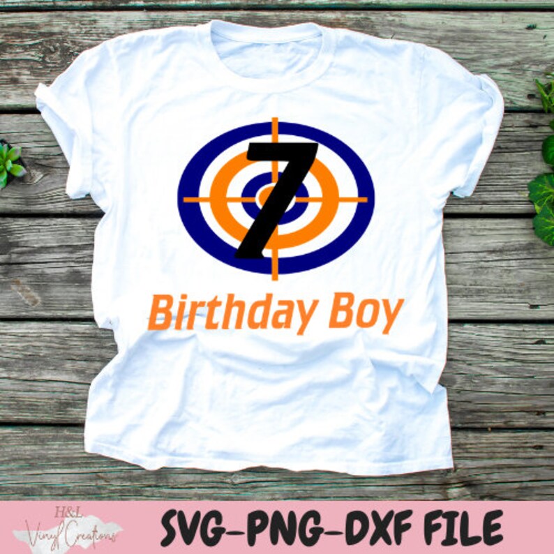 Download Dart gun 7th birthday boy SVG PNG DXF Silhouette Cameo and ...