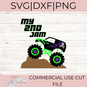 My 2nd jam svg, Monster truck svg, 2nd birthday svg, Second birthday svg, Monster truck shirt, svg, png, dxf