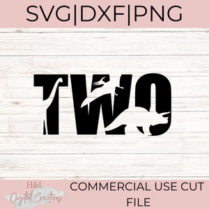 Zwei svg, 2. Geburtstags svg, Dinosaurier svg, Geburtstags svg, Zweiter Geburtstags svg, svg, png, dxf