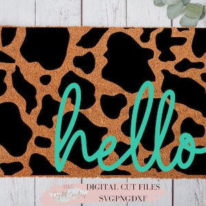 Bonjour paillasson svg, svg Bonjour, vache impression svg, svg de tapis de bienvenue, svg, png, dxf