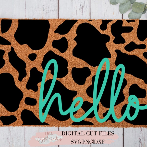 Hello doormat svg, Hello svg, Cow print svg, Welcome mat svg,  svg, png, dxf