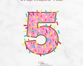 5th Birthday svg, Sprinkles Number 5 svg, Five Birthday Shirt Design, Birthday Party png, Cricut Cut File, Dxf Digital Download