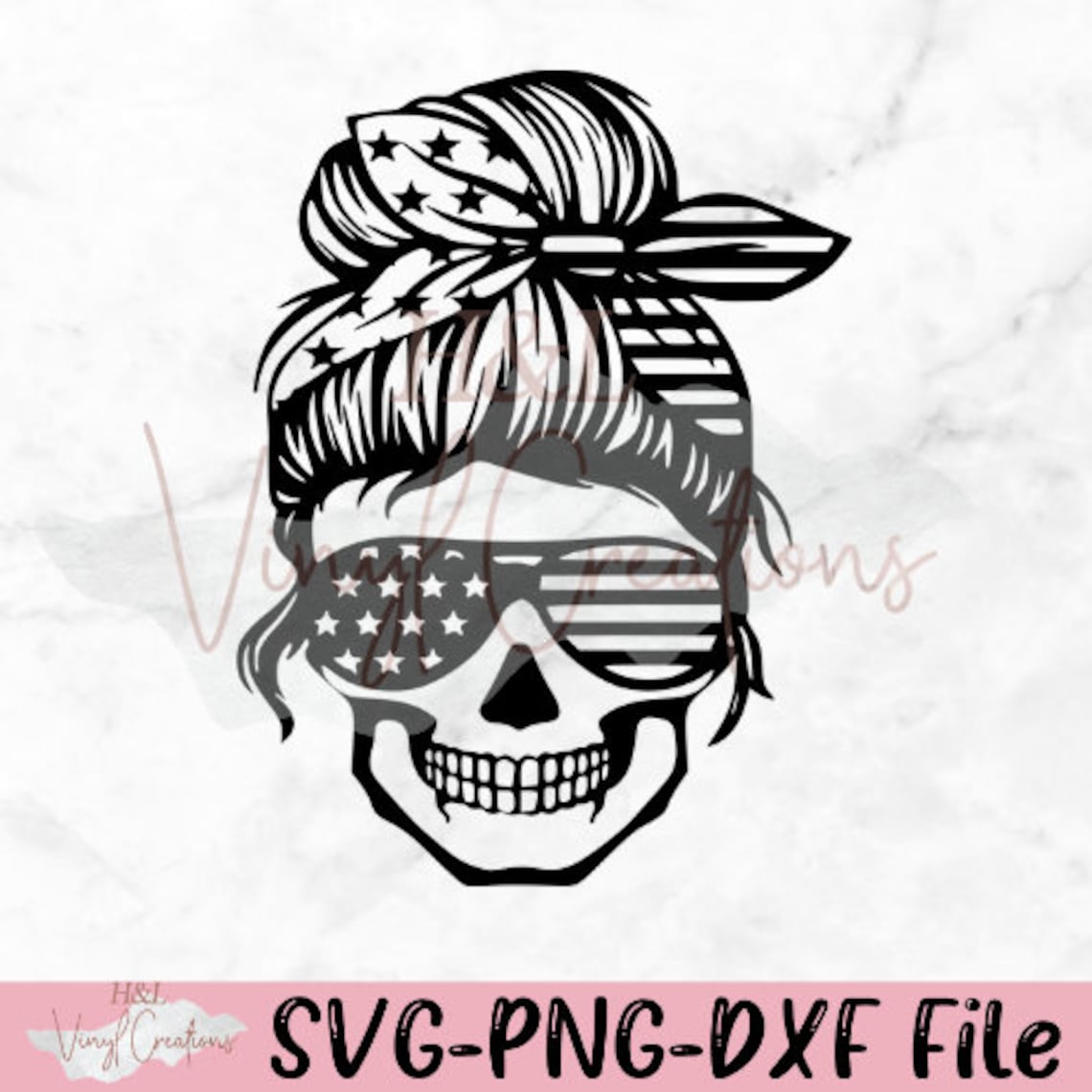 American flag skull bun svg SVG PNG DXF Silhouette Cameo | Etsy