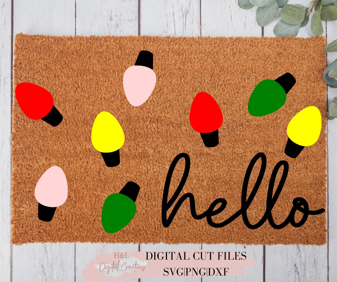 Christmas Doormat Svg Christmas Lights Svg Hello Doormat Etsy