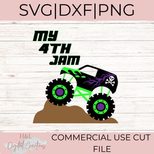 Mon 4e jam svg, svg Monster truck, 4e anniversaire svg, svg quatrième anniversaire, chemise Monster truck, svg, png, dxf
