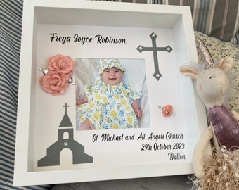 Christening frame baptism photo frame baptism gift for boy christening gift from godparents gift for godchild frame with letter personalised